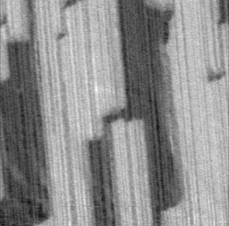 Closeup (~1um) of as-deposited domain structure of BFO